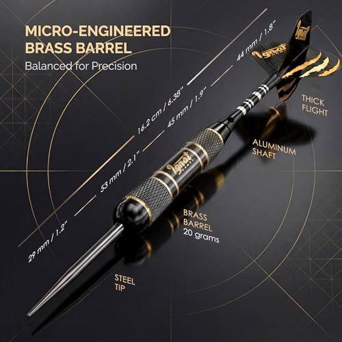 Steel Tip Darts, 6 Pack Knurled Brass Barrels with EVA Case, Darkborn | 16 GlideXPro 130 micron flights, aluminum shafts w/ O-rings, sharpener, dart tool, ebook, 10-yr warranty - color: Crimson - Midnight Shadow