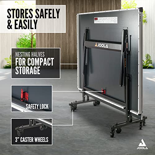 JOOLA Inside Professional MDF Indoor Ping Pong Table with Quick Clamp Table Tennis Net and Post Set - 10 Minute Easy Assembly - Tournament Quality - Foldable with Single Player Playback Mode - color: 15mm Grey