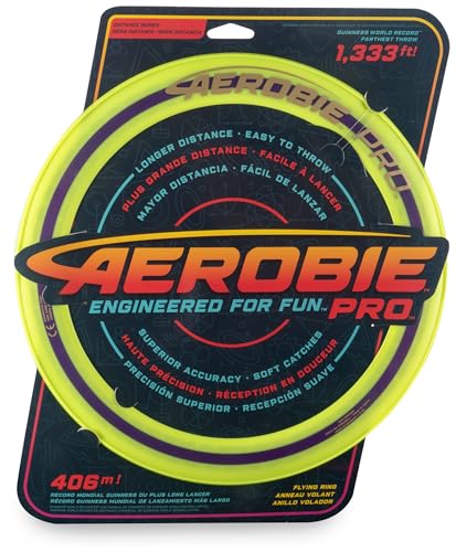 SPINMASTER 6046389 Boomerangs Aerobie Throw Diameter 33 cm, Adults and Children from 5 Years (TOGGO Toys 2022), Single, Pro Flying Ring Yellow, 33cm - color: Pro Flying Ring Yellow