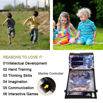 Desktop Pinball Machine Kit, Desktop Ball Shooting Toy for Home, Mini Pinball Game for Friends Boys Girls, Arcade Electronic Pinball Shooting Toy
