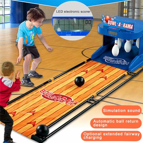 Indoor Bowling Set for Adults - LED Scoreboard, Automatic Reset, Lighting & Sound Effects - Foldable Indoor Family Sports Game, 2M Console for Fun Bowling Experience