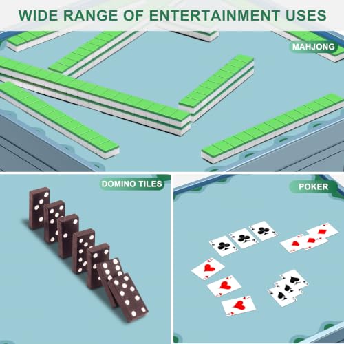 LZSIG Scalloped Mahjong Mat for Table, 31.5x31.5 Inches, Green | Anti-Slip, Waterproof, Noise-Reducing Table Cover for American Mahjong, Poker, Board Games , Dominoes, and Card Games - color: Cyan-3