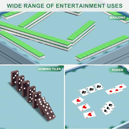 LZSIG Scalloped Mahjong Mat for Table, 31.5x31.5 Inches, Green | Anti-Slip, Waterproof, Noise-Reducing Table Cover for American Mahjong, Poker, Board Games , Dominoes, and Card Games - color: Cyan-3