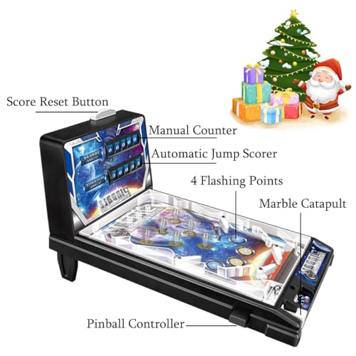 Electronic Pinball Machine for 4+ Year Old Boys and Girls, 24.5x42x27cm Tabletop Pinball Toys, Pinball Game with Lights & Sounds, Automatic Digital Scoreboard