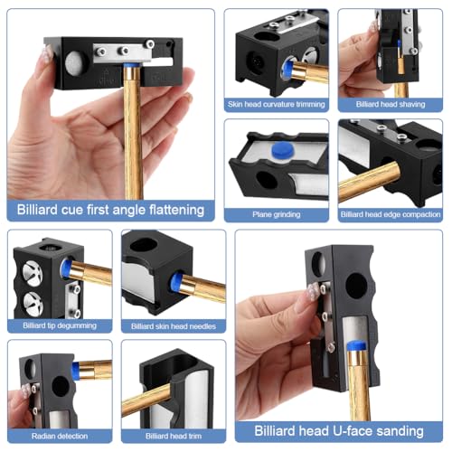11-in-1 Billiards Pool Cue Tip Shaper, Pool Cue Tips Replacement Kit, Pool Cue Shaper, Pool Cue Tip Tool, Pool Cue Accessories for Replacement and Shaping Cue Tips