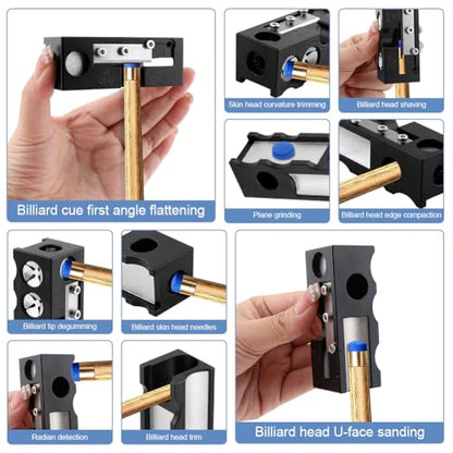 11-in-1 Billiards Pool Cue Tip Shaper, Pool Cue Tips Replacement Kit, Pool Cue Shaper, Pool Cue Tip Tool, Pool Cue Accessories for Replacement and Shaping Cue Tips