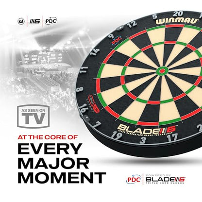 WINMAU Professional Bristle Dartboard - PDC Tournament Board with Official Tournament Specifications - Available in Blade 6 Single, Dual, Triple Core & Blade X Generations
