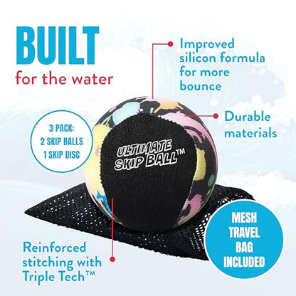 Activ Life The Ultimate Water Skip Balls, Water Bouncing Ball for Swimming Pool, Beach Toys for Friends, Family, Kids and Adults - style: Splatter