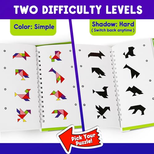 Travel Tangram Puzzle with 2 Sets Magnetic Jigsaw Boards & 368 Patterns and Solutions, Montessori STEM Airplane & Road Trip Games, Educational Brain Teaser Toy Gift for Kids & Adults