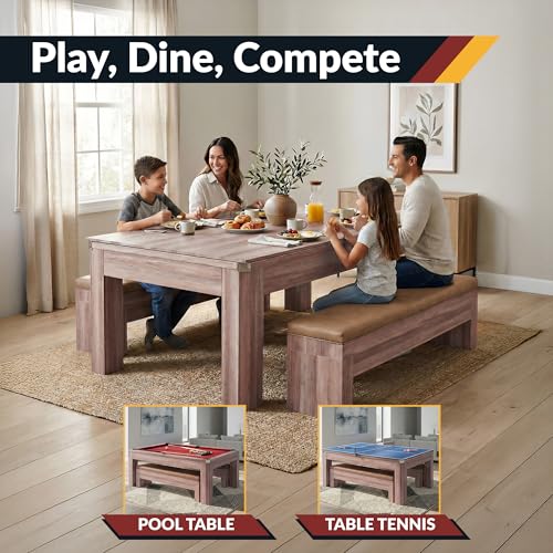 Hathaway Pool Table Combo Set with Benches - color: Woodtone