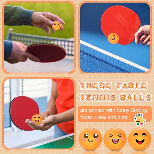 24 Pcs Novelty Table Tennis Balls 3 Special Emotion Face Cute Table Tennis Balls Accessories for All Golfers Birthday Fun Gift Game Art Pet - color: yellow