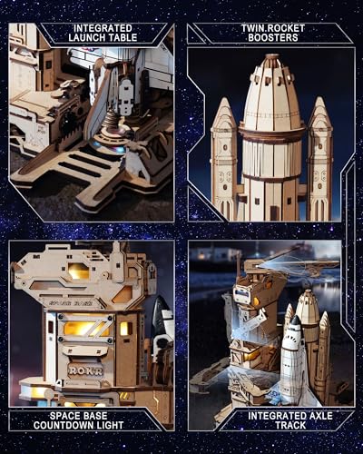 ROKR 3D Puzzles for Adults Space Shuttle, Interactive DIY Building Model with Lighting, Airplane Wooden Puzzles, Desk Decor, Engineering Gifts for Adults Men Teens 14+, STEM Project