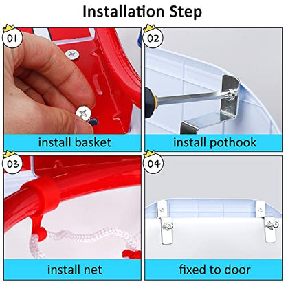 Indoor Basketball Hoop Set for Kids Adults, Mini Over The Door Hoop Set with 4 Balls for Dormitory Home Office, Upgarde Wall Mount Basketball Goal Sport Game for Boys Teen - style: SET1