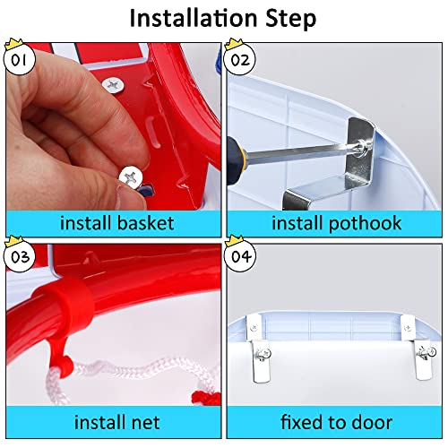 Indoor Basketball Hoop Set for Kids Adults, Mini Over The Door Hoop Set with 4 Balls for Dormitory Home Office, Upgarde Wall Mount Basketball Goal Sport Game for Boys Teen - style: SET2
