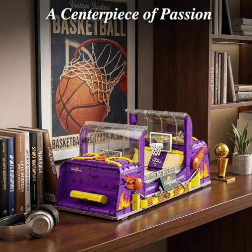 Basketball Arcade Pinball Machine Building Blocks Set for Adults, Motorized Tabletop Basketball Board Game with Lights & Music, STEM Toys Gift Ideas for Sport Lovers - style: Basketball Arcade Machine