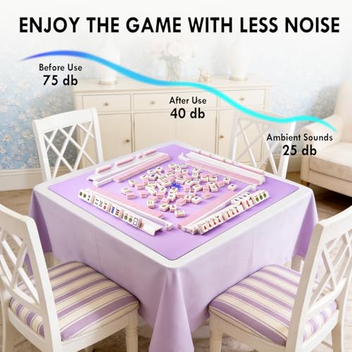 Purple Mahjong Mat- 100% No Creases American Mahjong Mat, Anti-Slip & Noise Reduction Mahjong Table Cover, Mahjong Mats with Carrying Bag for Mahjong, Poker, Card Games, Dominoes, Board Games (Purple) - color: Purple
