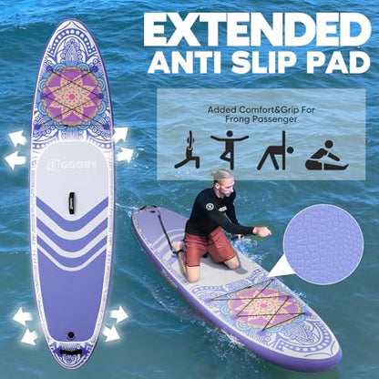 Inflatable Paddle Board,Stand Up Paddle Board Set, Extra Wide SUP Board with Removable Fin, Floating Paddle, Hand Pump, Waterproof Phone Pouch,Traveling Board - color: TT purple