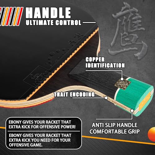 Professional Ping Pong Paddle,Ebony 7-Layer Pure Wood Table Tennis Racket,for Beginner, Intermediate and Advanced Players(yanying) - color: Long Paddle(FL)