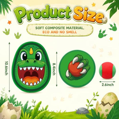 Big Dinosaur Toss and Catch Ball Set Include 4 Rackets and 4 Balls Beach Game Outdoor Ball Sports Games Toss and Catch Balls for Kids and Toddlers