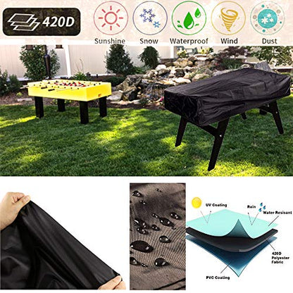 FLR Rectangular Foosball Table Cover 62 x 45 x 19 inch Outdoor/Indoor Dustproof Waterproof Foosball Table Protection Patio Coffee Chair Billiard Soccer Universal Table Cover - Black