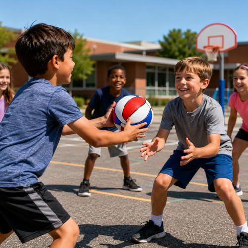 The Dreidel Company Mini Basketball, Red/White/Blue mini Basketball, Sports Lovers, Outdoor Fun, Birthday Parties Events & Gatherings, Party Favors, 7" Ball - size: 8-Pack