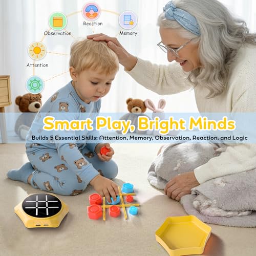 Tic Tac Toe Handheld Game Bolt : VORQXIN Digital Electronic Brain Teaser - 5 in1 Portable Mini Console Mute Function Travel Games for Car Ride,Unique Gift for Boys Girls and Adults