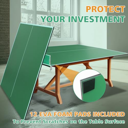 IUNNDS Table Tennis Table Topper for Billiard Table, 6FT/7FT/8FT/8.5FT/9FT Foldable Ping Pong Table Top for Pool Table, Table Tennis Conversion Top w/Net (Green, 8.5x4.7FT for 7&8FT Pool Table)