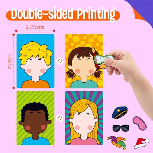 SpriteGru Magnetic Face Games, 55 PCS Giggle Face Magnetic Play Set-4 Basic Faces, Mix & Match Magnets, Endless Combinations Perfect Fun Travel Game for Kids