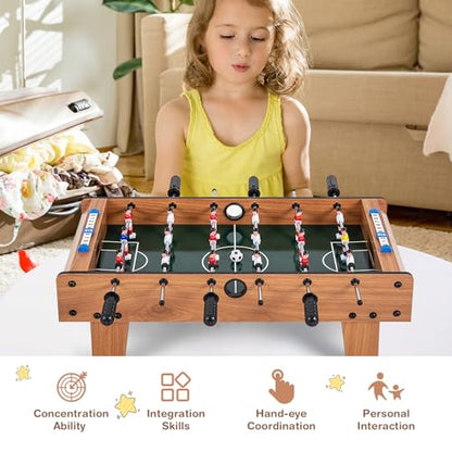 GLACER 27 Inch Foosball Table, Portable Soccer Table Game with 2 Footballs & Score Keeper, Wood Indoor Tabletop Soccer Game Set, Mini Foosball Table for Kids & Adults, Home, Game Room, Party