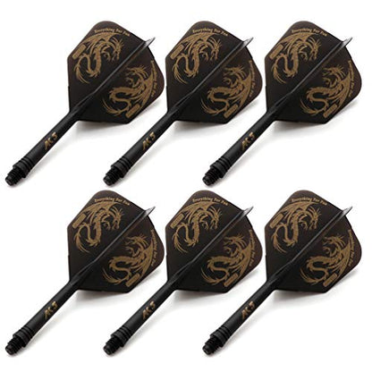 CUESOUL 6 Pieces ROST Integrated Dart Shaft and Flights - color: Shaft Length 28mm-Big Wing Shape-Black Dragon