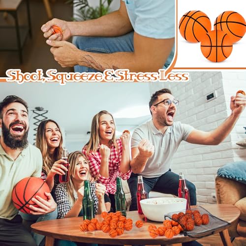 Aodaer 24 Pack Mini Basketball Stress Balls Fidget Ball Toys Bulk | Soft Foam Balls for Sports Party Favor Gifts, Birthday Party Decoration, Goodie Bag Stuffer, Mini Size, with Drawstring Bag - style: Basketball