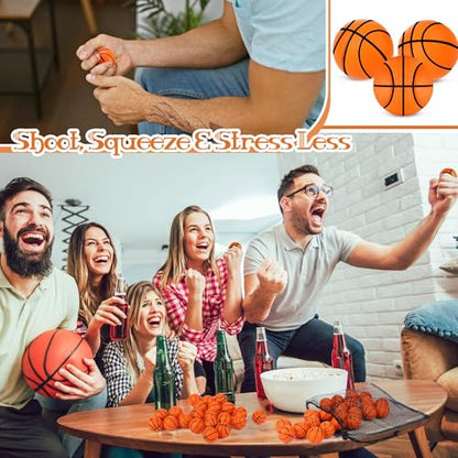 Aodaer 24 Pack Mini Basketball Stress Balls Fidget Ball Toys Bulk | Soft Foam Balls for Sports Party Favor Gifts, Birthday Party Decoration, Goodie Bag Stuffer, Mini Size, with Drawstring Bag - style: Basketball