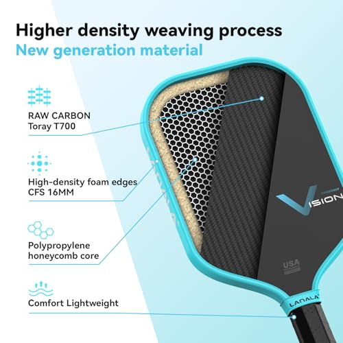 Pickleball Paddle, Raw Carbon Fiber T700 Abrasion-Resistant Surface, 16MM Polypropylene Honeycomb core, USAPA Approved, High Grit,The Pickleball Paddle Designed for Control Spin & Consistency
