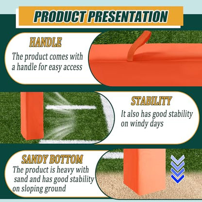 Football End Zone Pylons,18" x 4" x 4" Sand Weighted Anchorless Football Pylons Field Markers, Football Pylons Football Accessories for Sports Game Training - style: 2Pcs