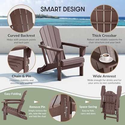 WestinTrends Malibu HDPE Outdoor Patio Folding Poly Adirondack Chair, Dark Brown - color: Dark Brown, size: 1 Chair