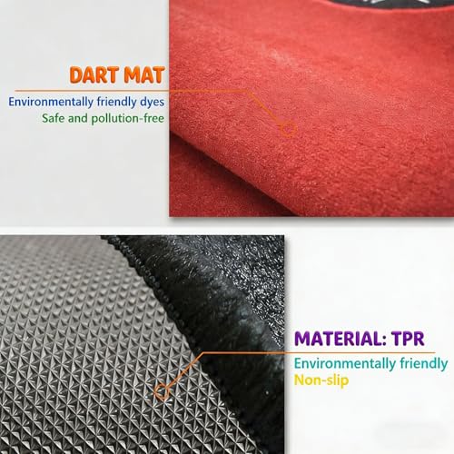 Dart Floor Mat Carpet, Non Slip Rubber Game Mat with Printed Throw Line Sound Absorbing Surface Protective Flooring for Dartboard Practice Home Game Room Use