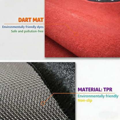 Dart Floor Mat Carpet, Non Slip Rubber Game Mat with Printed Throw Line Sound Absorbing Surface Protective Flooring for Dartboard Practice Home Game Room Use