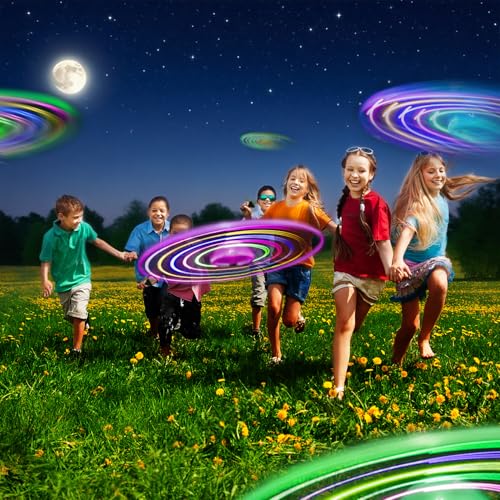 M.best 4 Sets LED Flying Set, Fun Flying Saucers Toys for Kids with Flashing Lights, Flying Toy Outdoor Toys Glow in The Dark Party Supplies Party Favors for Kids 4-8 8-12