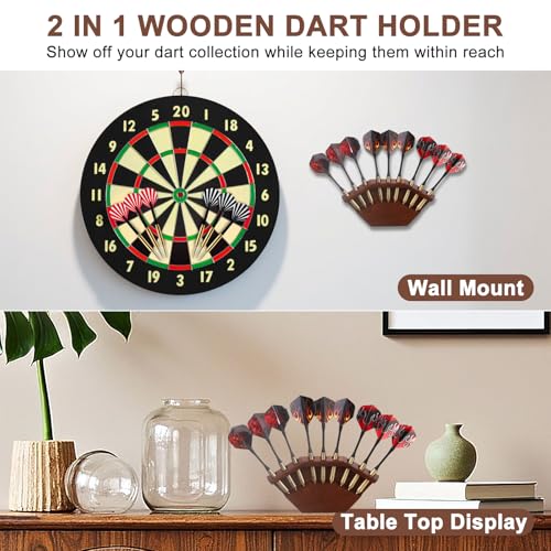 2 in 1 Dart Holder and Wall Dart Holder Made of Wood, Dart Holder, High-Quality Dart Holder, Presentation Display Darts Rack, Dart Holder, Premium Dart Accessories - color: Walnut colour