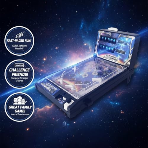 Pinball Machine for Kids 8-12, Pinball Toy with Lights Sounds and Scorer, Compact Tabletop Ball Shooting Game, Action and Reflex Game
