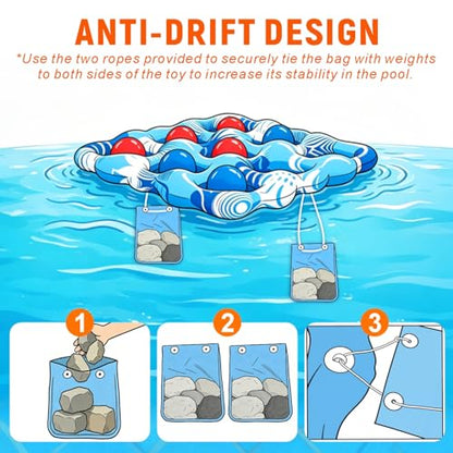 Inflatable Tic Tac Toe Pool Toys, Fun Swimming Pool Game, Floating Water Toy with Anti-Drift Design & 10 Balls, Outdoor Summer Party Birthday Gift 6-8 8-12 Years Old Boys Girls Teen Adults Family - color: Blue