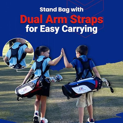 Fingerprints Junior Golf Club Set - Perfect for Junior Golfers - Left-Handed & Right-Handed Options - Complete Set in Multiple Sizes with Driver, Hybrid, 7i, PW, Putter & Stylish Stand Bag - size: Golf Club Set for 52"-60" tall