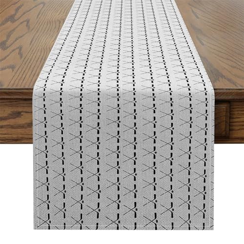 Erosebridal Gray Hockey Table Runner 13x48, Ball Sports Games Table Runners for Kids Boys Girls, Racket Ice Hockey Tabletop Decor for Dining Living Room Bedroom, Lacrosse Sticks Dresser Scarf - size: 13" X 60"
