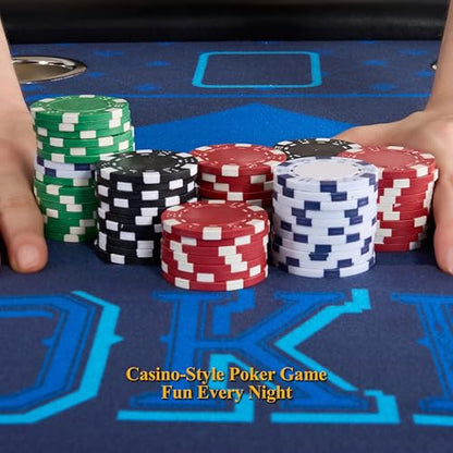 Barrington Poker Multiple Styles Folding Poker Table & Poker Table Top/Dining Table Collection, Durable Padded Rail Tables with Felt Playing Surface, Perfect for Texas Holdem Games - style: 48 In. Poker Table (8 Player)