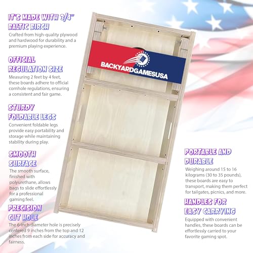 Wood Grain Series - Premium Cornhole Boards w Cupholders and a Handle - Includes 2 Regulation 4' x 2' Cornhole Boards w Premium Birch Plywood and 8 Cornhole Bags - style: 1158