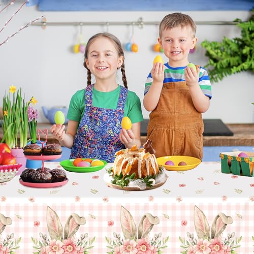 4 Pcs Easter Tablecloth Plastic,Easter Party Decorations Disposable Bunny Tablecloth Spring Table Cover,54x108 Inch - color: Easter