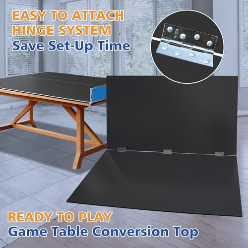 Ping Pong Table Top for Billiard Table, 9FT Foldable Table Tennis Table Topper for Pool Table, Indoor Outdoor Table Tennis Conversion Top w/Net & Premium Foam Padding