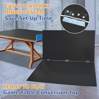 Ping Pong Table Top for Billiard Table, 9FT Foldable Table Tennis Table Topper for Pool Table, Indoor Outdoor Table Tennis Conversion Top w/Net & Premium Foam Padding