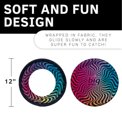 Waboba BigWing & BigRing Frisbee Combo Pack, Fabric Frisbee 2 Pack for Kids & Adults, Soft Catch Lightweight Flying Disc for Yard Games
