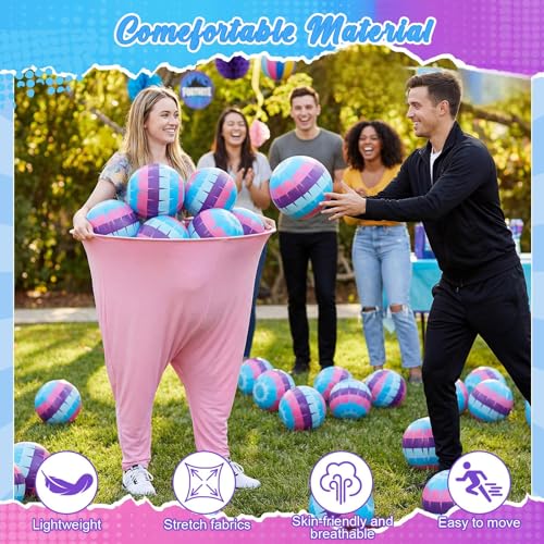 26 Pcs Granny Pants Outdoor Game Set, 4 Giant Pants with 20 Bouncy Balls & 2 Pumps Yard Funny Toss Relay Backyard Game for Adults Family Beach Party Favor - color: Neon, style: Video